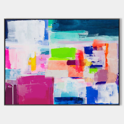 Vibrant Colorful Abstract Oil Painting for Modern Home Decor