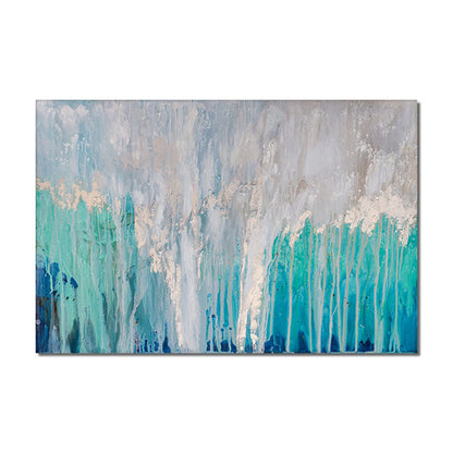 Serene Abstract Ocean Waves Oil Painting for Modern Home Decor