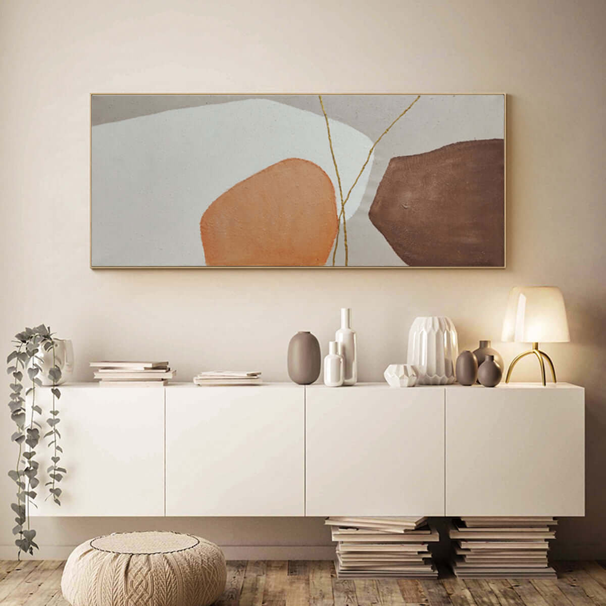 Abstract Earthy Tones Oil Painting for Modern Home Decor