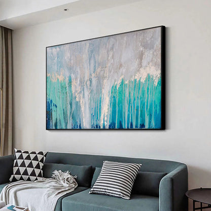 Serene Abstract Ocean Waves Oil Painting for Modern Home Decor