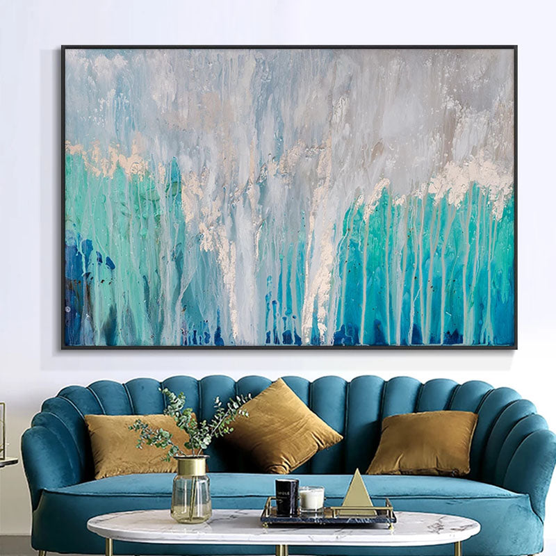 Serene Abstract Ocean Waves Oil Painting for Modern Home Decor