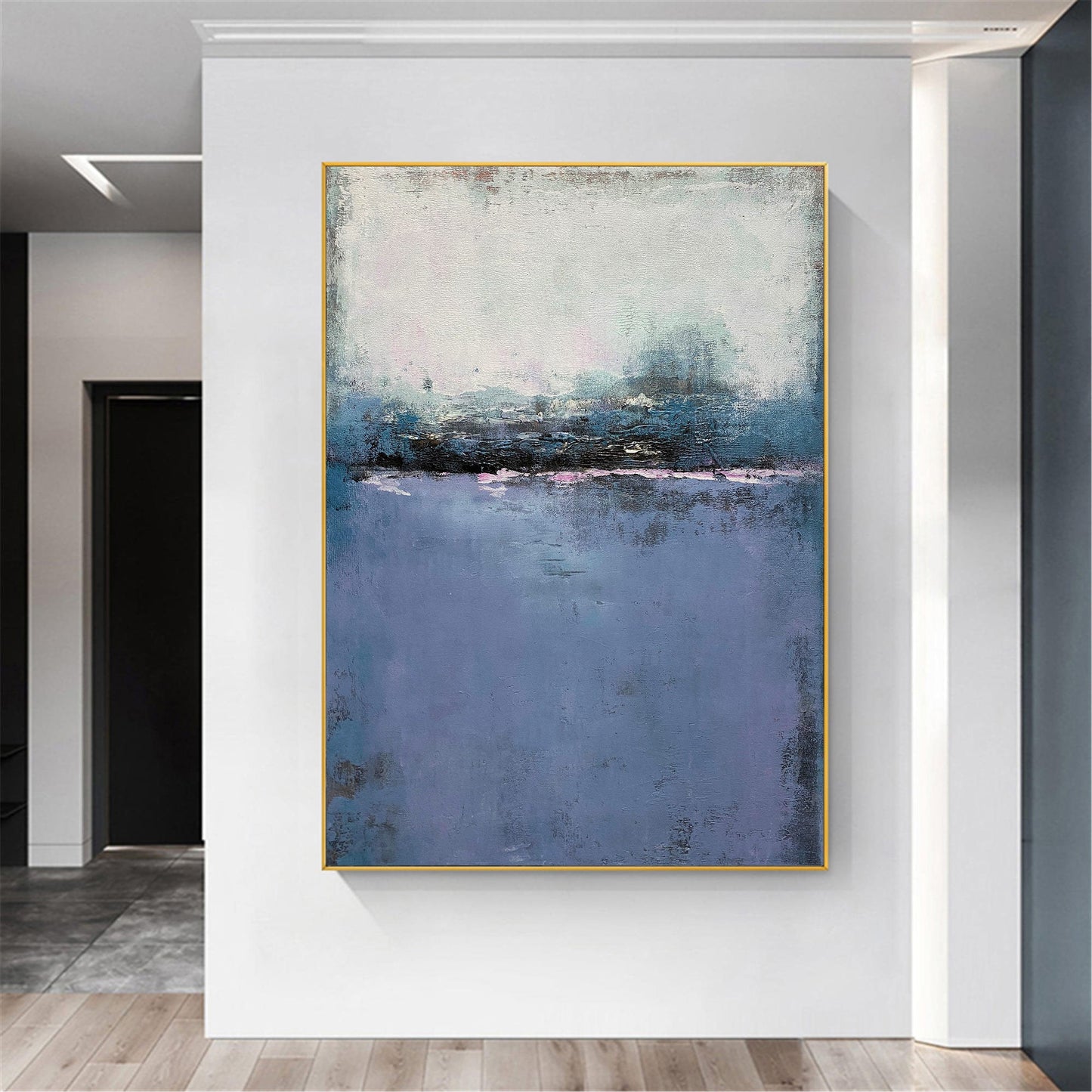 Tranquil Blue Abstract Oil Painting for Modern Home Decor