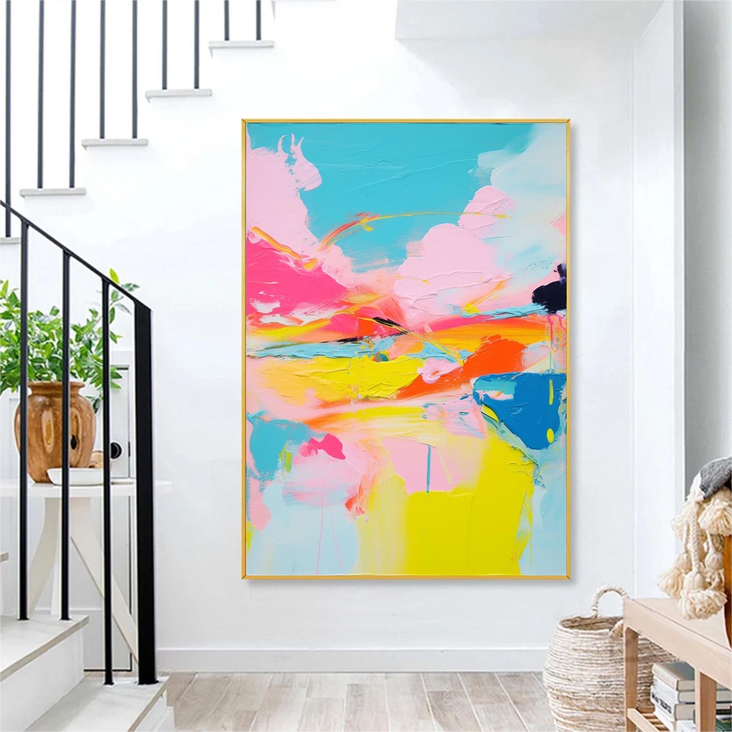 Vibrant Abstract Oil Painting for Modern Home Decor and Art Lovers