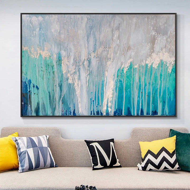 Serene Abstract Ocean Waves Oil Painting for Modern Home Decor