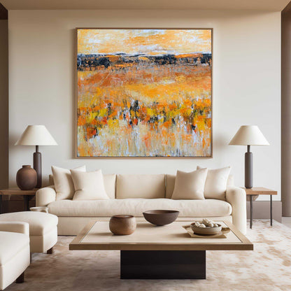 Vibrant Abstract Landscape Oil Painting for Modern Home Decor