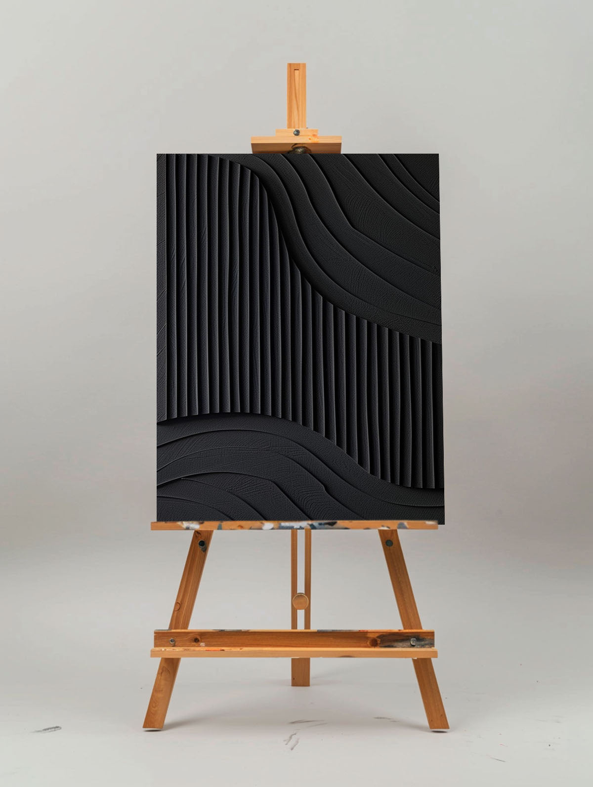 Elegant Black Minimalist Abstract Oil Painting for Modern Home Decor
