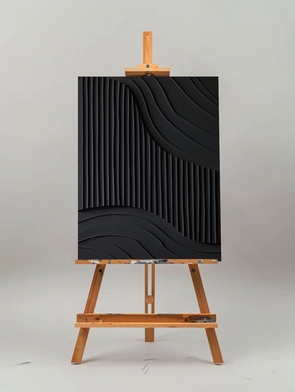 Elegant Black Minimalist Abstract Oil Painting for Modern Home Decor