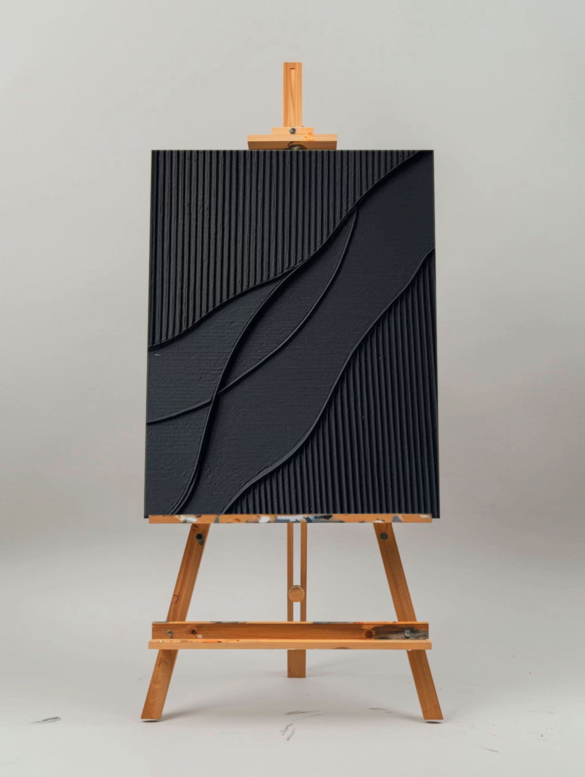 Elegant Minimalist Black Abstract Oil Painting for Modern Home Decor