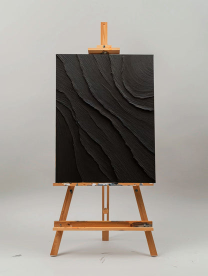 Elegant Minimalist Black Abstract Oil Painting for Contemporary Decor