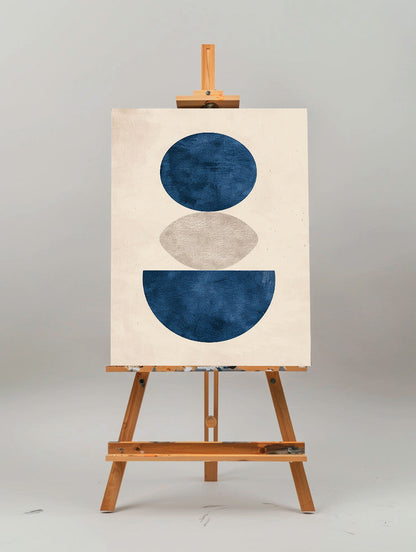 Contemporary Blue Geometric Abstract Oil Painting for Modern Home Decor