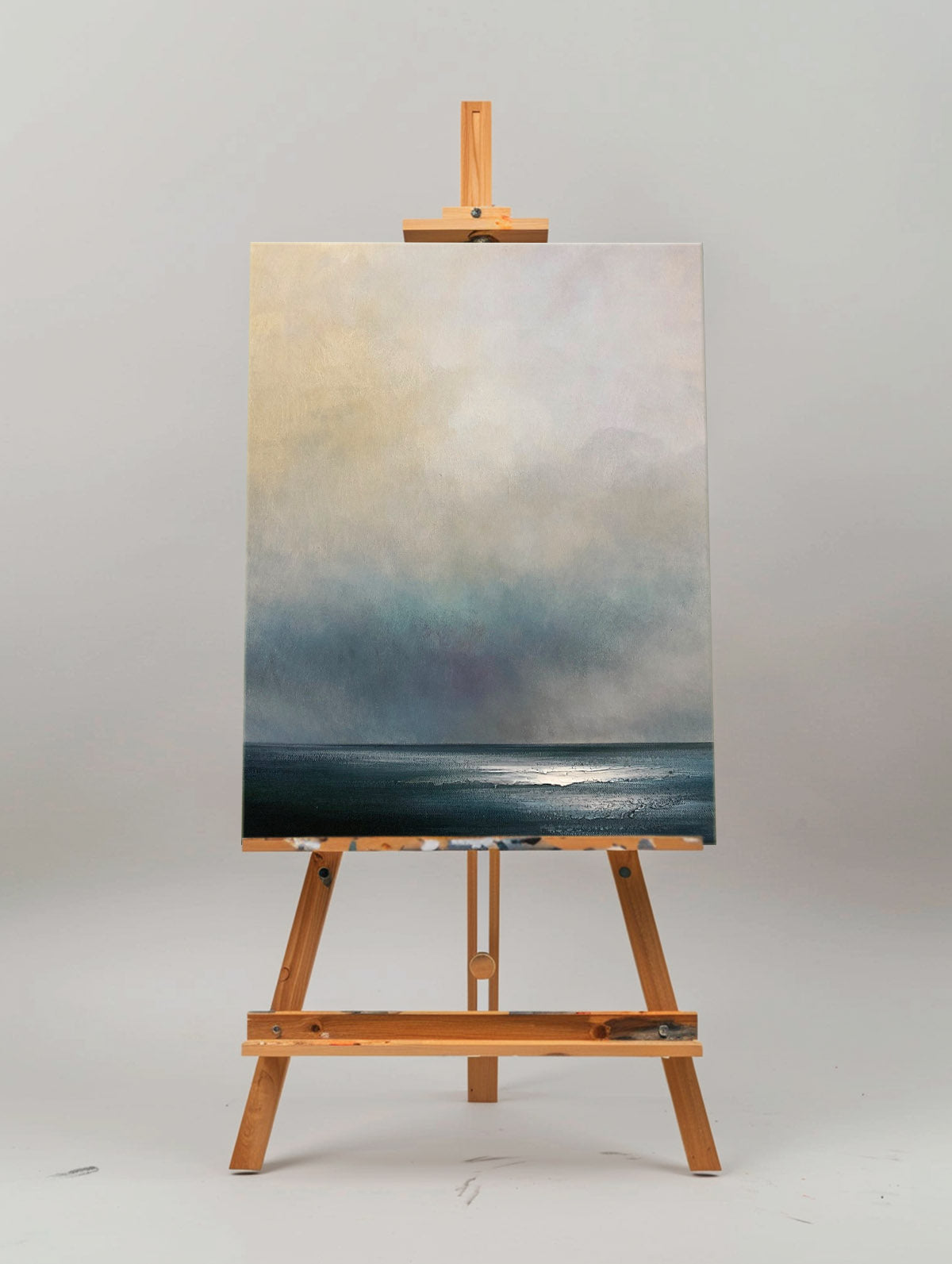 Serene Modern Abstract Ocean Landscape Oil Painting for Home Decor