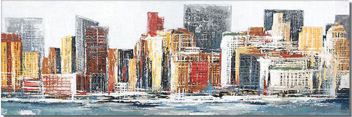 Vibrant Chicago Skyline Oil Painting - Urban Landscape Art for Modern Interiors