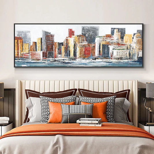 Vibrant Chicago Skyline Oil Painting - Urban Landscape Art for Modern Interiors