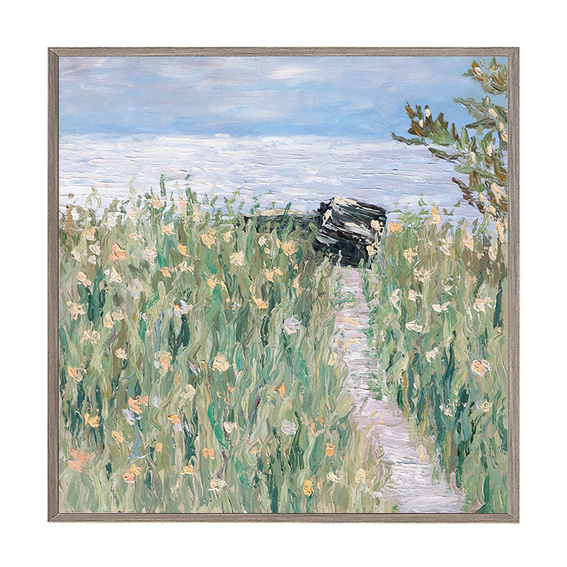 Tranquil Meadow Pathway Oil Painting for Serene Home Decor