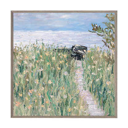 Tranquil Meadow Pathway Oil Painting for Serene Home Decor