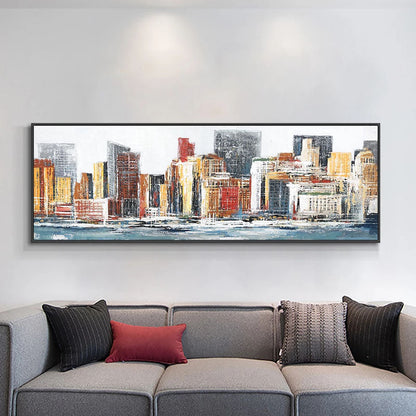 Vibrant Chicago Skyline Oil Painting - Urban Landscape Art for Modern Interiors