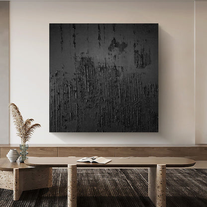 Elegant Black Minimalist Abstract Oil Painting for Modern Home Decor
