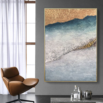 Coastal Elegance: Textured Seashore Seashells Oil Painting for Beach Home Decor