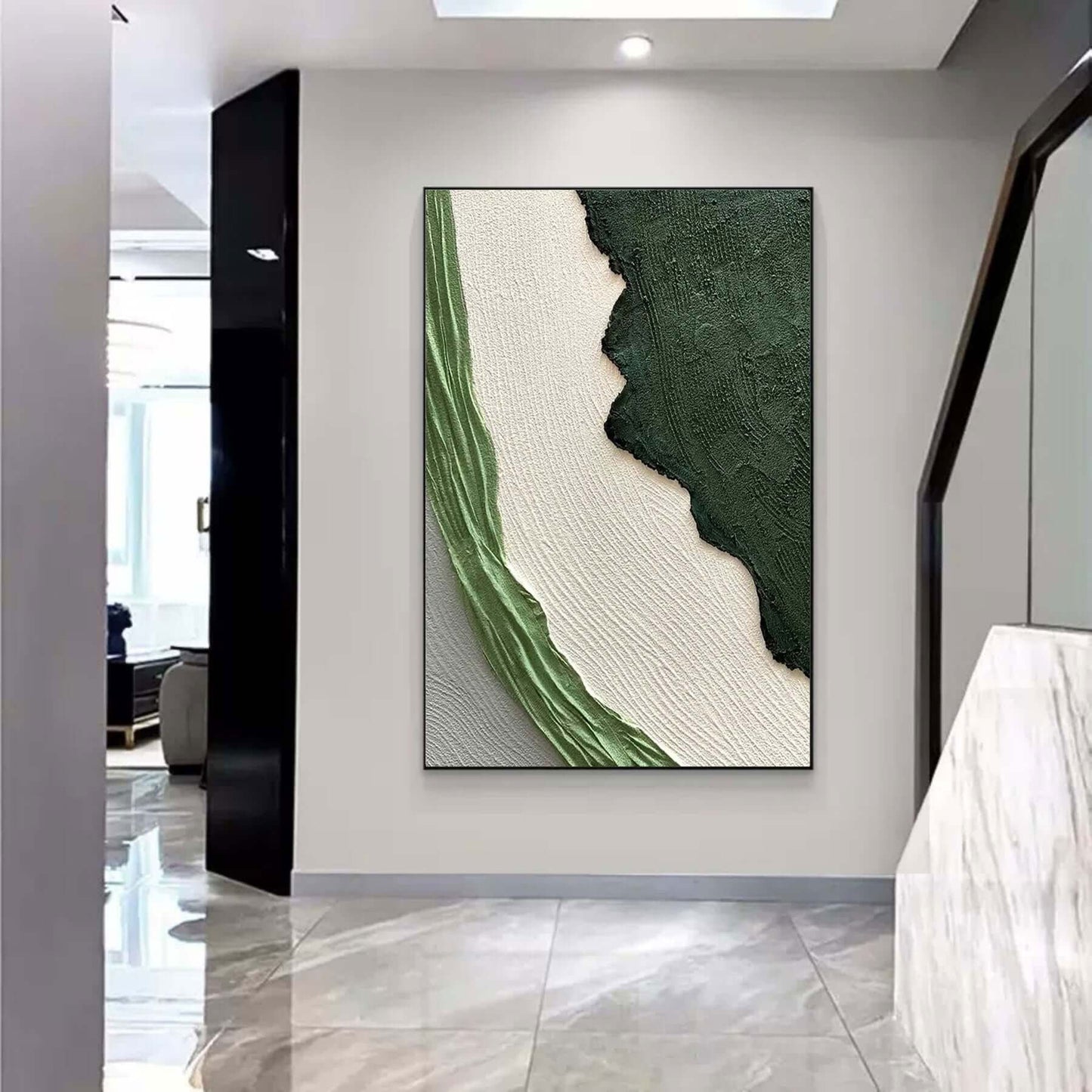 Serene Green Abstract Oil Painting for Modern Home Decor