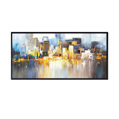 Vibrant Cityscape Abstract Oil Painting for Modern Home Décor