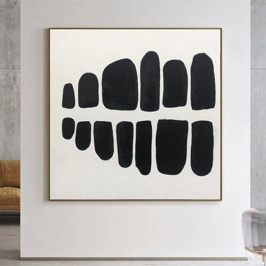 Abstract Black Stones: Modern Oil Painting for Contemporary Home Decor