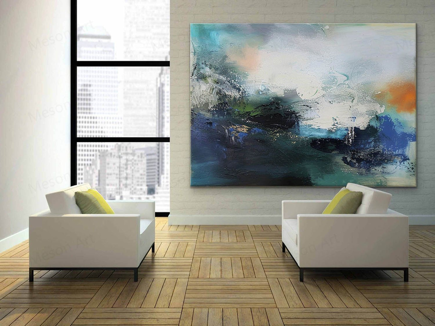 Vibrant Abstract Landscape Oil Painting for Modern Home Decor