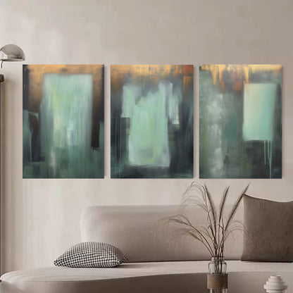 Elegant Abstract Oil Painting Triptych for Modern Home Decor