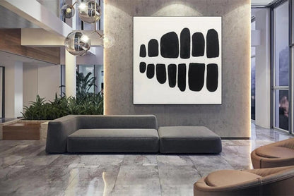 Abstract Black Stones: Modern Oil Painting for Contemporary Home Decor