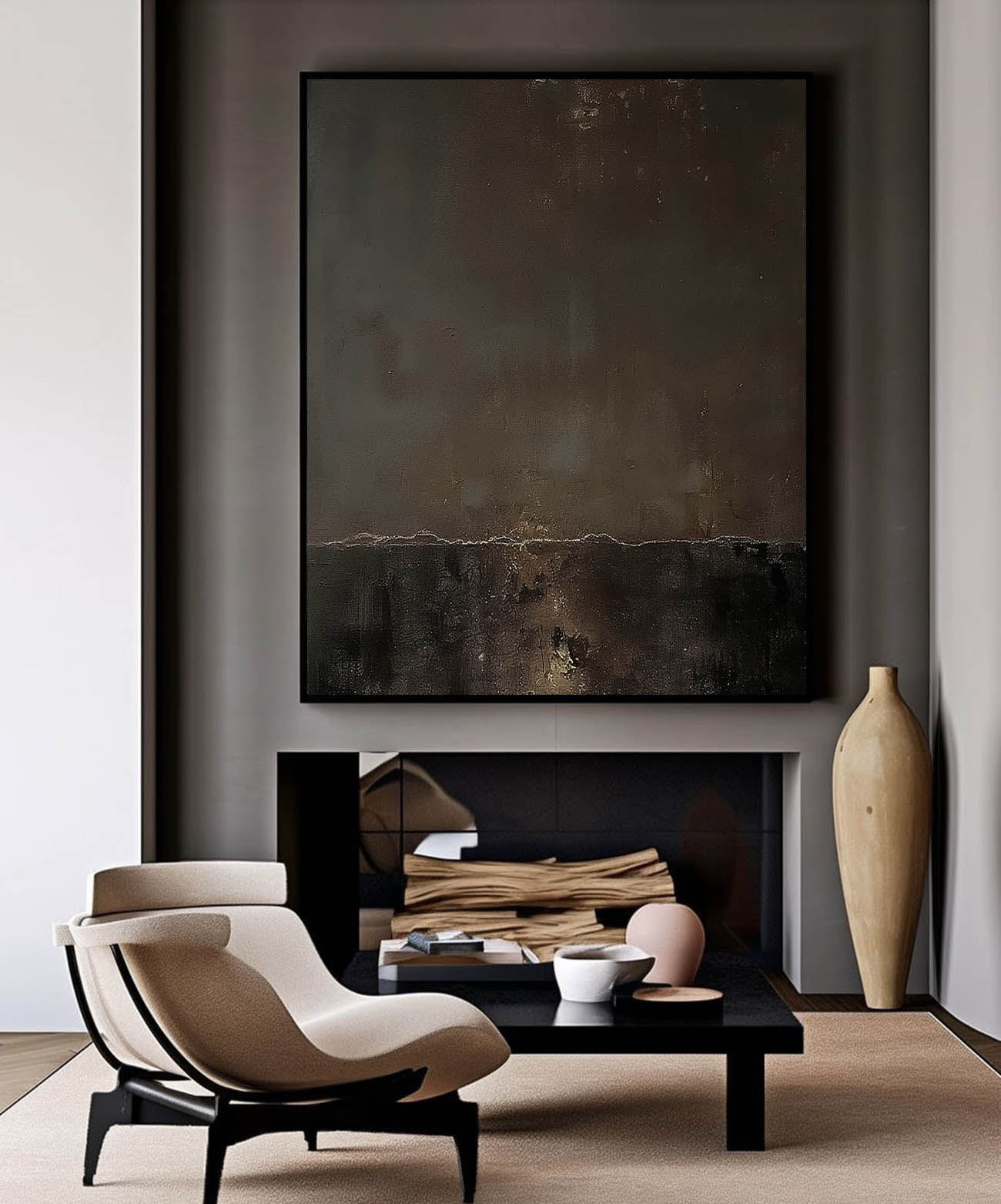 Elegant Minimalist Abstract Oil Painting for Modern Home Decor