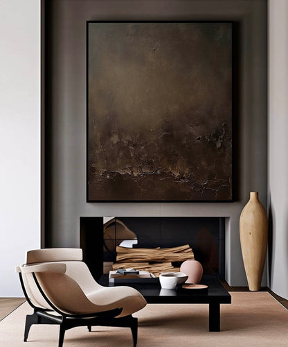 Contemporary Minimalist Abstract Oil Painting in Earthy Tones