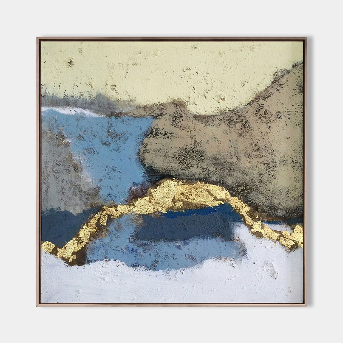 Serene Gold-Inspired Abstract Landscape Oil Painting for Modern Home Decor