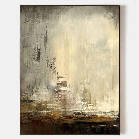 Contemporary Urban Landscape Abstract Oil Painting for Modern Home Decor