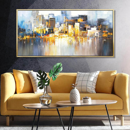 Vibrant Cityscape Abstract Oil Painting for Modern Home Décor