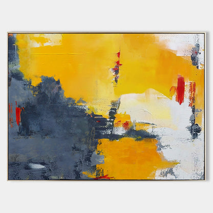 Vibrant Orange and Grey Abstract Oil Painting for Modern Home Decor