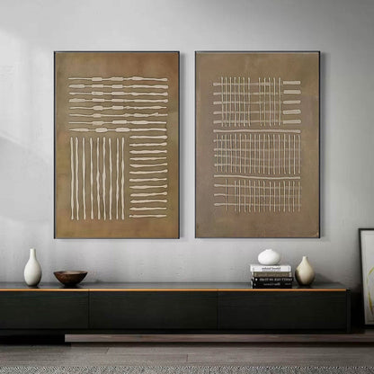 Stylish Beige and Brown Abstract Oil Paintings for Modern Home Decor