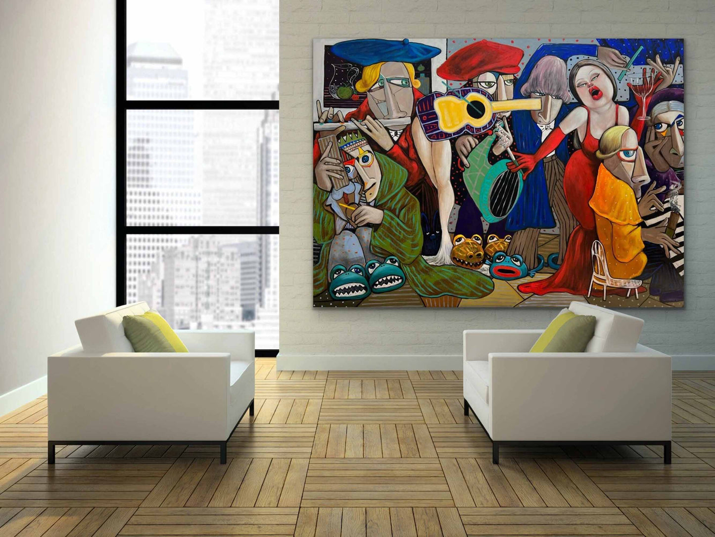 Vibrant Pop Art Oil Painting of Music and Emotion for Modern Art Lovers