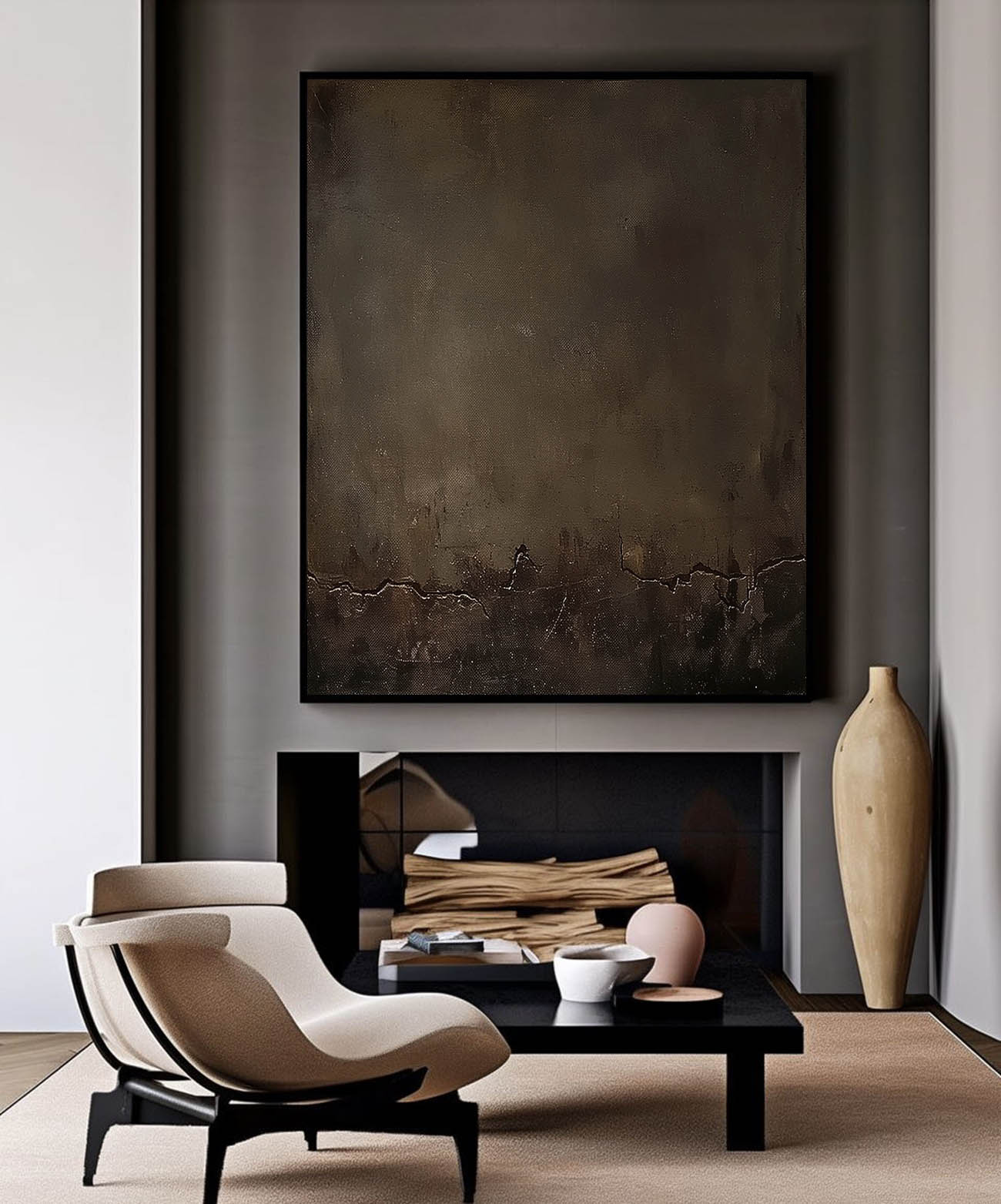 Elegant Minimalist Abstract Oil Painting for Modern Home Decor