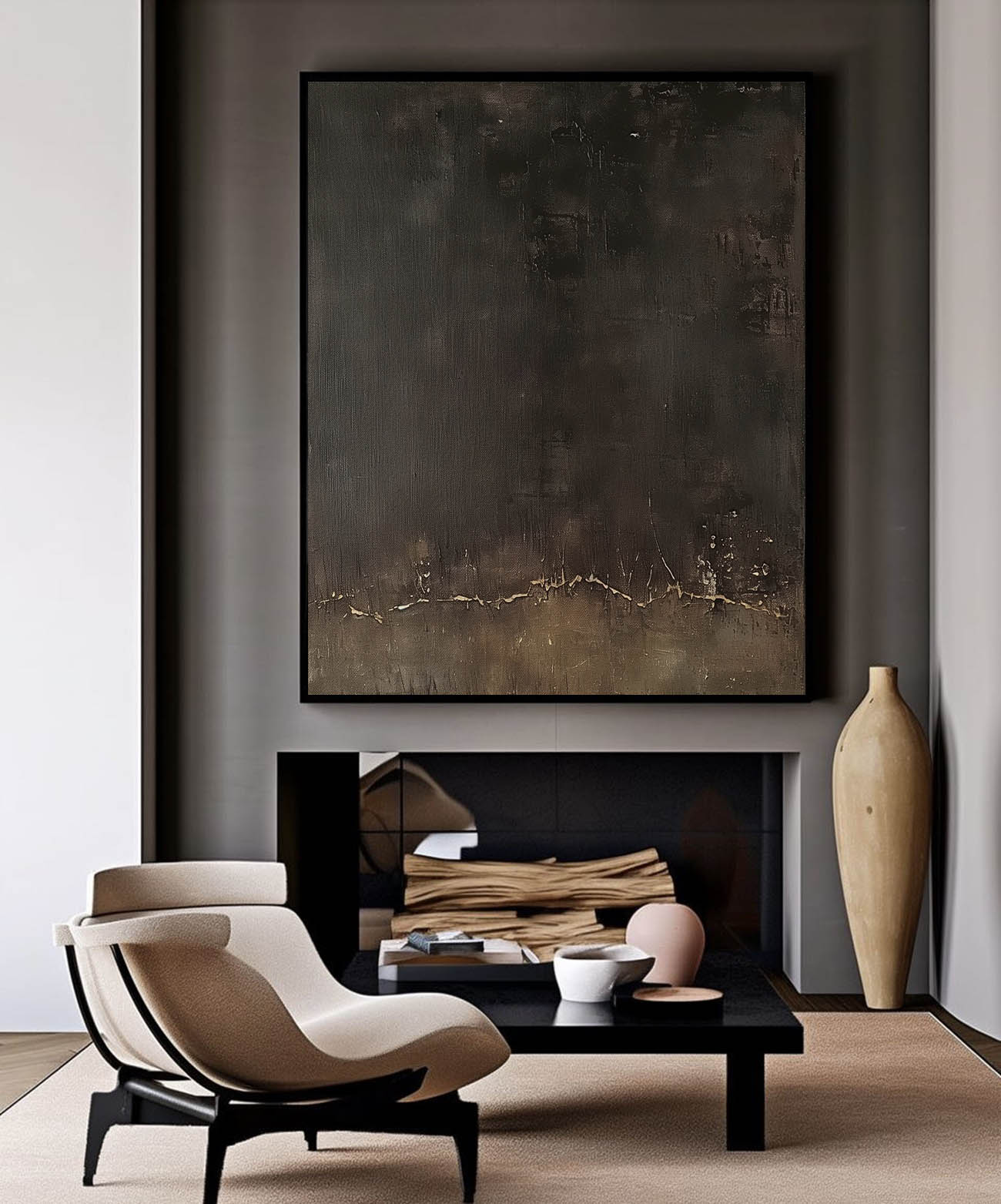 Elegant Minimalist Abstract Oil Painting for Modern Home Decor