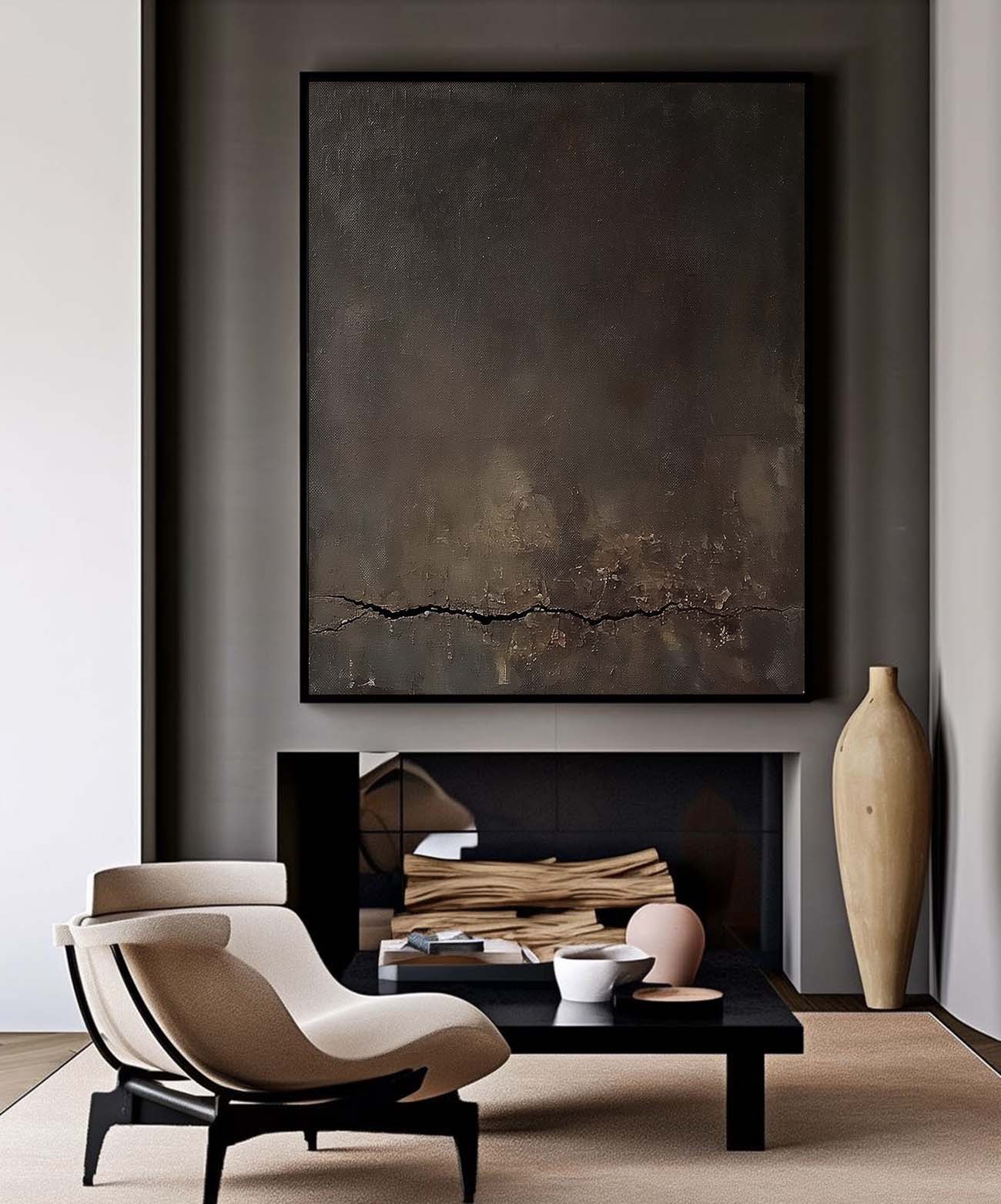 Elegant Minimalist Abstract Oil Painting for Contemporary Home Decor