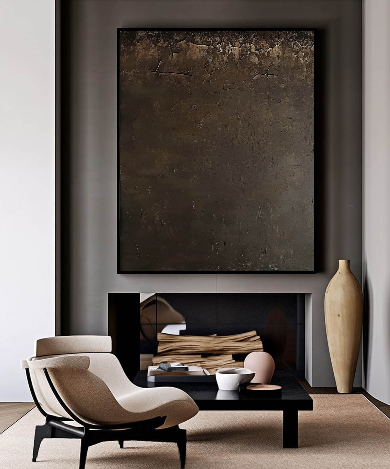 Sophisticated Minimalist Abstract Oil Painting for Modern Home Decor