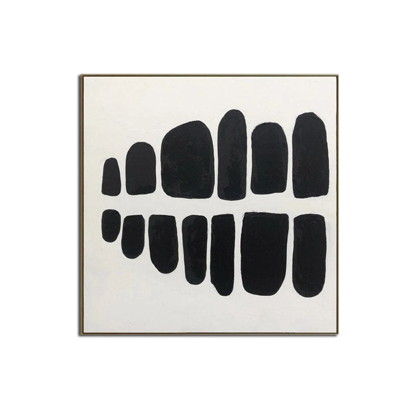 Abstract Black Stones: Modern Oil Painting for Contemporary Home Decor