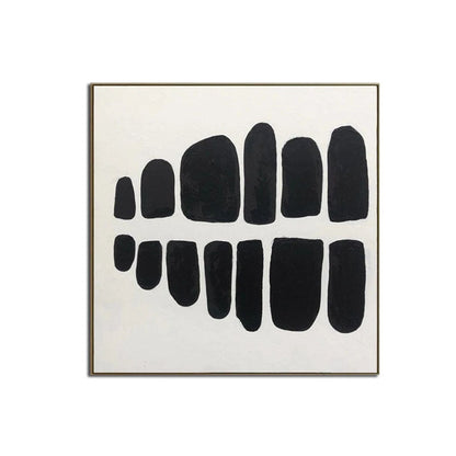 Abstract Black Stones: Modern Oil Painting for Contemporary Home Decor