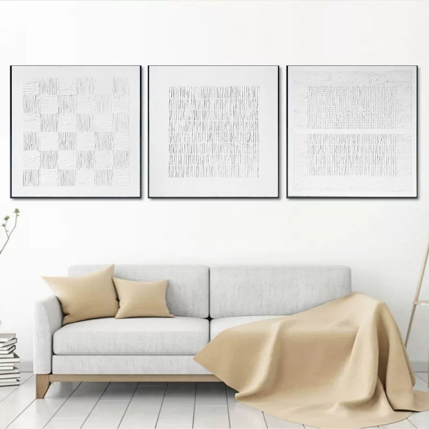 Stylish Abstract Trio for Modern Home D√©cor in Neutral Tones