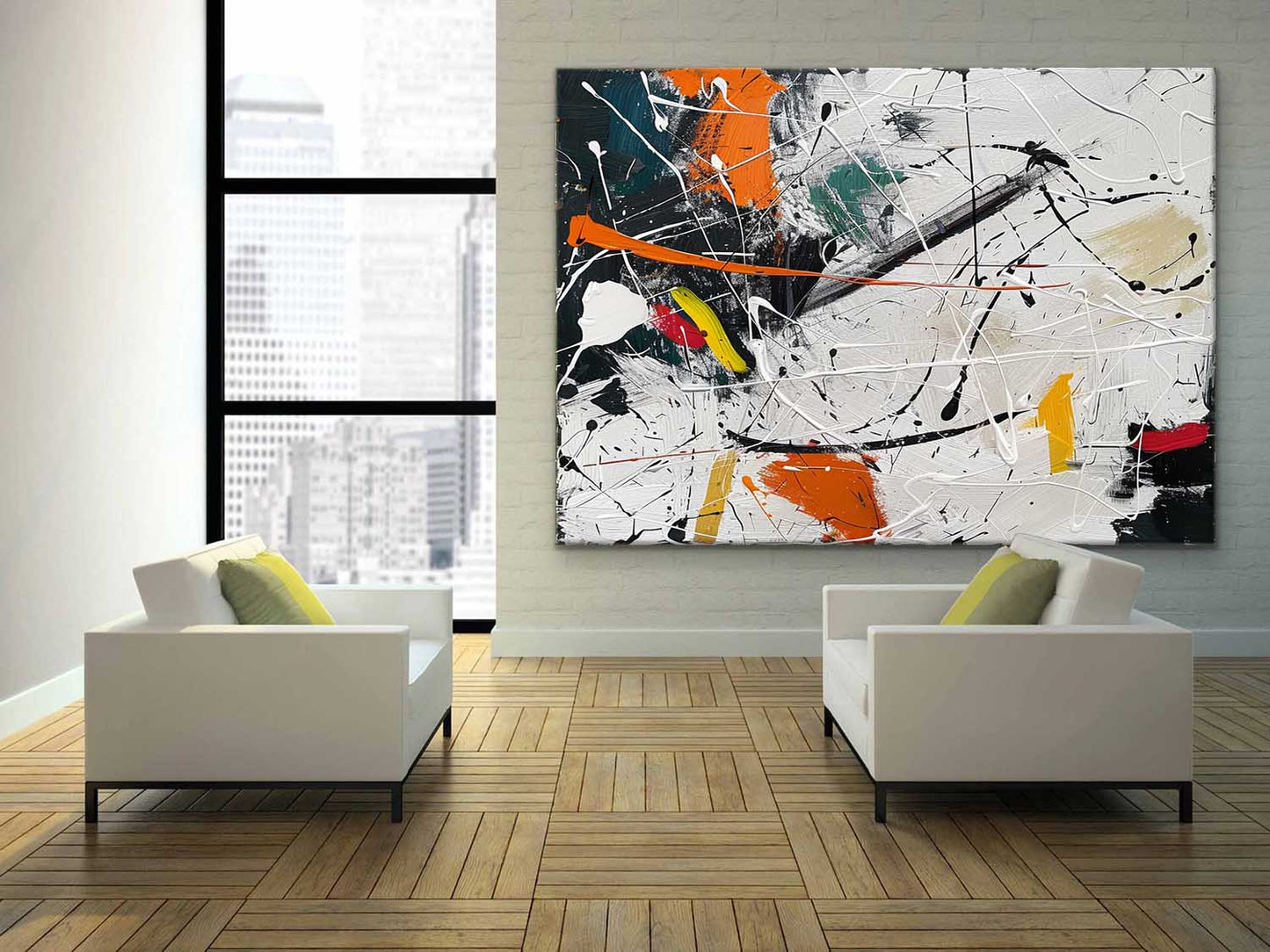 Vibrant Abstract Expressionism Oil Painting for Modern Home Decor