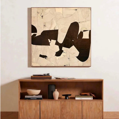 Contemporary Minimalist Abstract Oil Painting in Neutral Tones for Modern Spaces