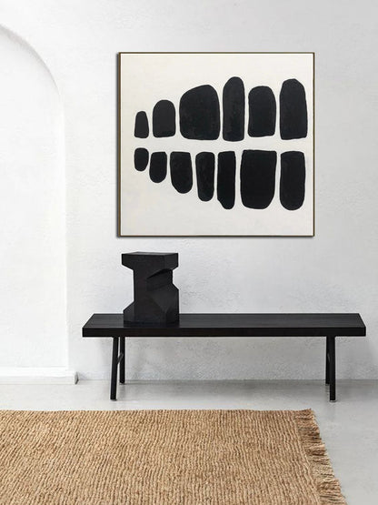 Abstract Black Stones: Modern Oil Painting for Contemporary Home Decor