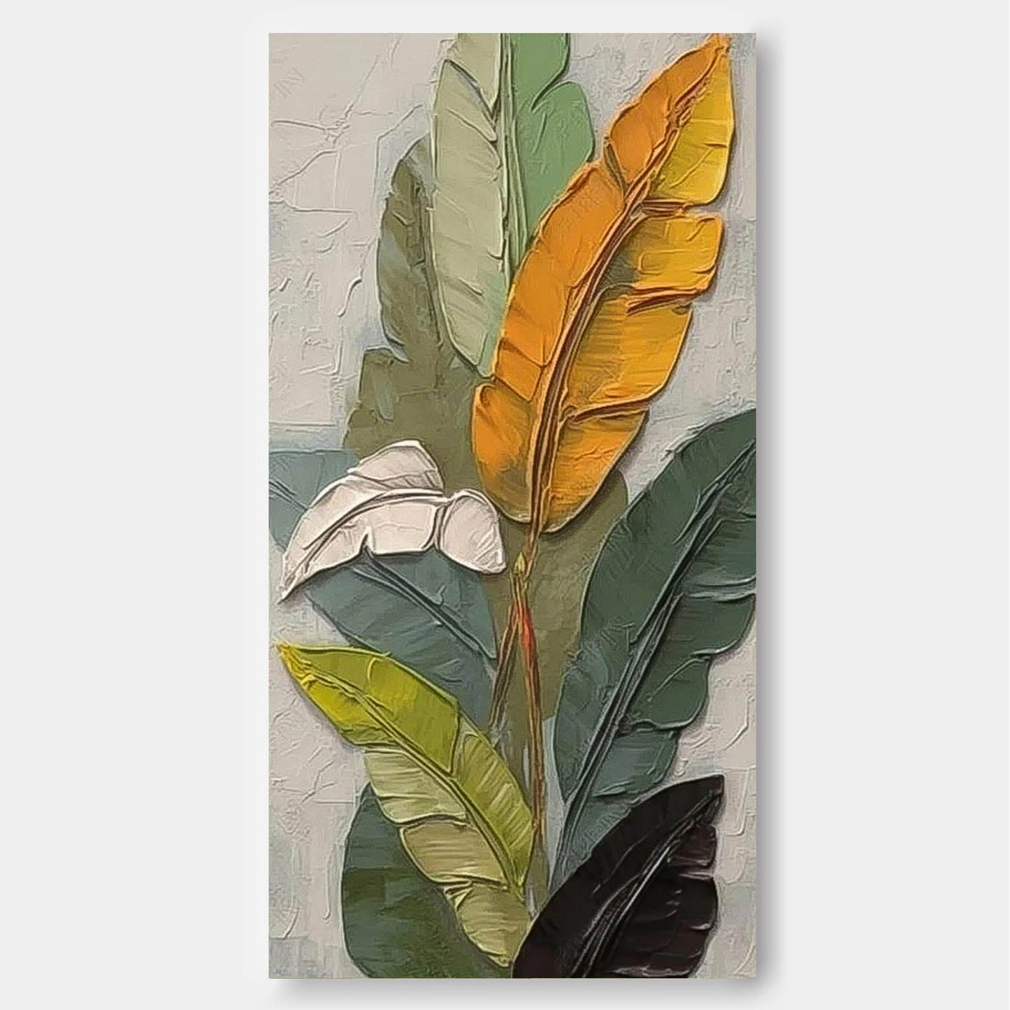 Vibrant Tropical Leaf Oil Painting for Modern Home Decor