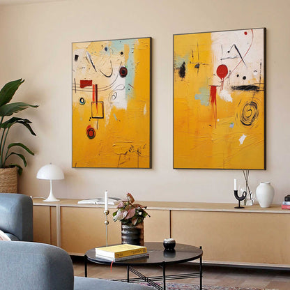 Vibrant Yellow Abstract Oil Painting for Modern Art Lovers