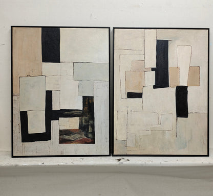 Contemporary Geometric Abstract Oil Painting for Modern Home Decor