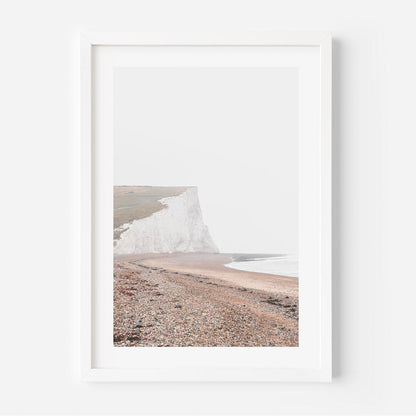 Coastal Serenity: Stunning Oil Painting of White Cliffs and Tranquil Beach Scene